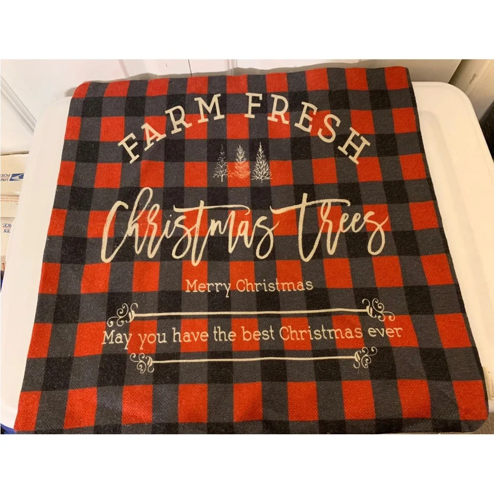 Farm Fresh Christmas Trees Pillow - Red‎ and Black